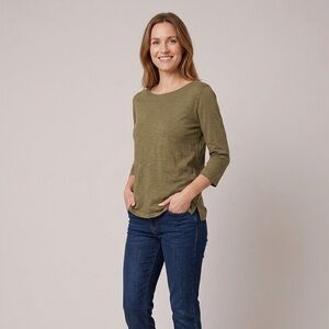 Yerse Slub Knit 3/4 Sleeve Tee | Size Medium